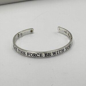 Silver Tone Cuff With Star Wars Saying